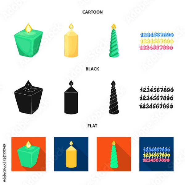 Fototapeta Vector illustration of relaxation and flame symbol. Collection of relaxation and wax stock symbol for web.