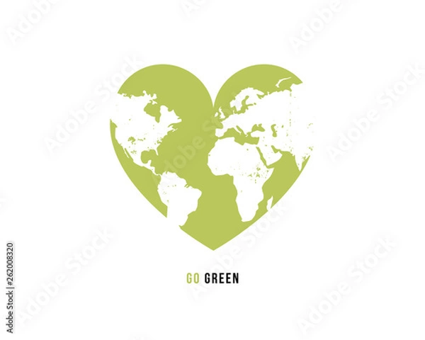 Fototapeta Vector illustration continuous drawing of the heart shaped world.