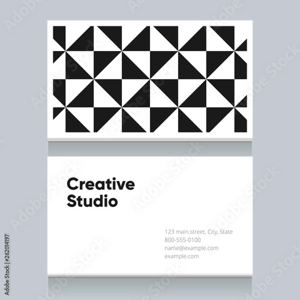 Fototapeta Business card template with black and white pattern background, version 3. Vector graphic design elements editable for company and entrepreneur.