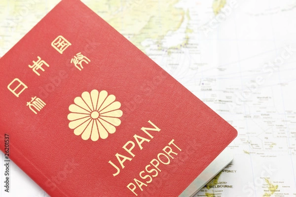 Obraz パスポートと地図