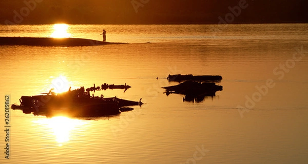 Obraz boat at sunset