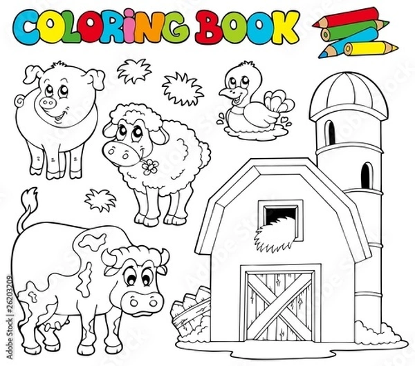 Obraz Coloring book with farm animals 1