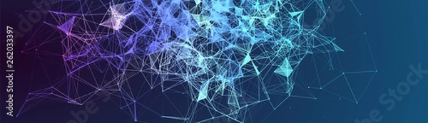 Obraz Abstract polygonal vector background with connecting dots and lines. Digital data visualization.