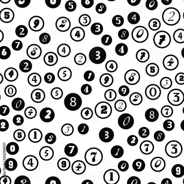 Fototapeta Numbers and circles education, school concept. Seamless vector EPS 10 pattern. Flat style