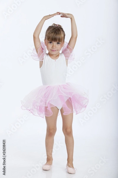 Obraz Happy little ballerina learning new ballet position