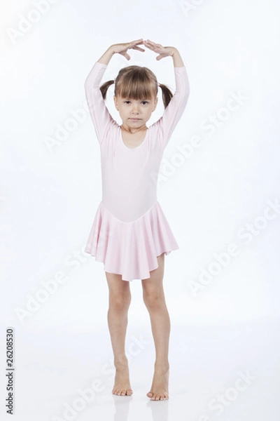 Obraz Little ballerina with hands up in the air