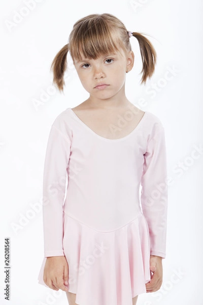 Obraz Sad little girl with pigtails