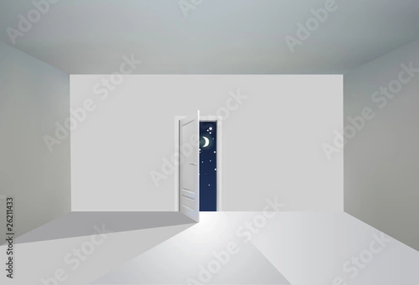 Fototapeta Empty room with opened door