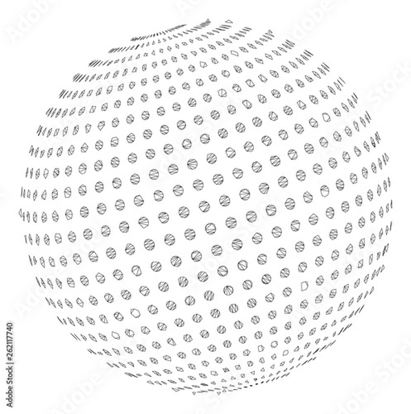 Fototapeta Mesh abstract dot sphere polygonal 2d illustration. Abstract mesh lines and dots form triangular abstract dot sphere.