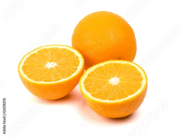 Obraz Oranges on a white background