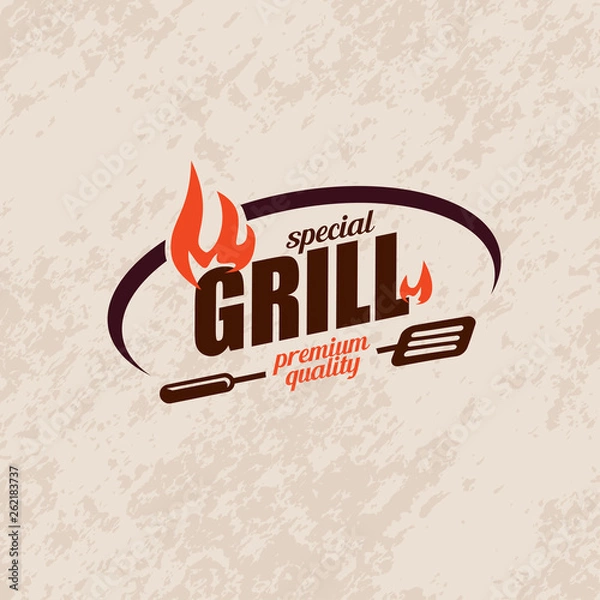 Obraz grill i grill stylizowane wektor symbol, etykieta i szablon godła
