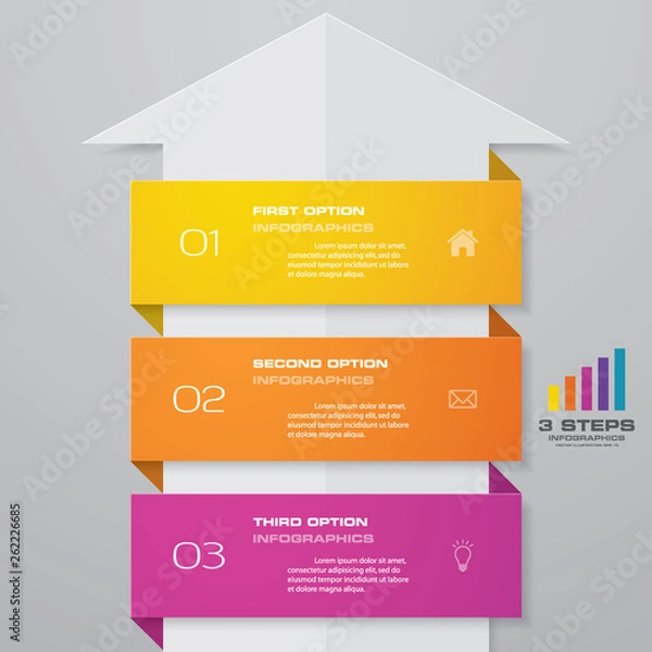 Fototapeta 3 steps of arrow infografics template. for your presentation. EPS 10.	