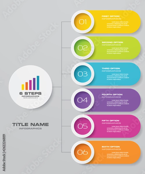 Obraz 6 steps infographics chart design element. For data presentation
