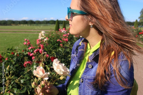 Fototapeta Nice girl in summer for a walk