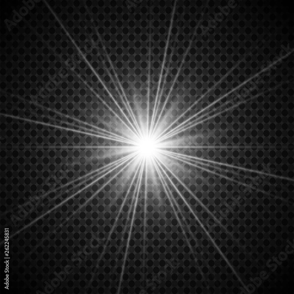 Fototapeta Glowing lights effect, flare, explosion and stars. Special effect isolated on transparent background
