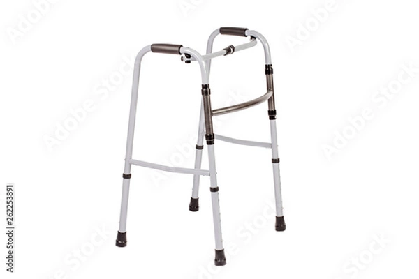 Fototapeta Medical walker for patient, elderly, assistive device isolated on a white background. Medical concept.