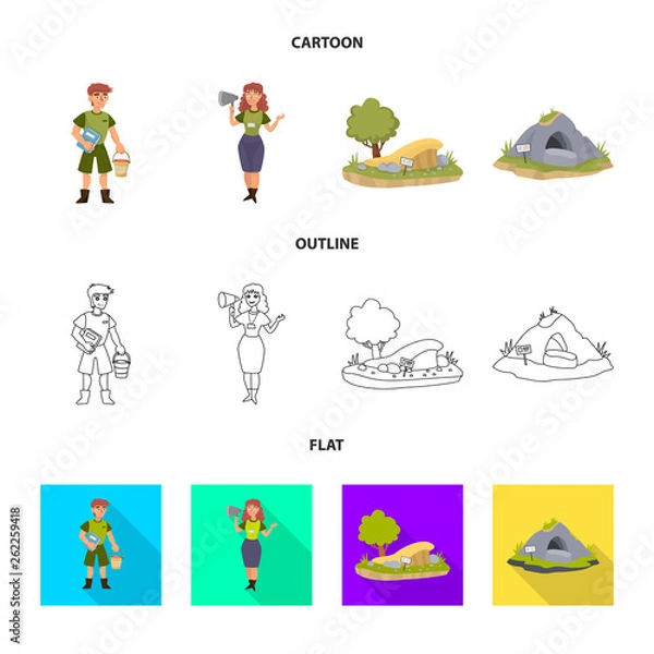 Fototapeta Vector illustration of nature  and fun  logo. Set of nature  and entertainment stock symbol for web.