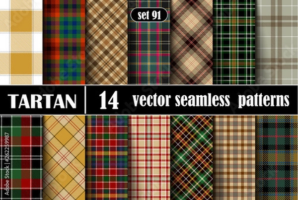 Obraz Set Tartan Seamless Pattern
