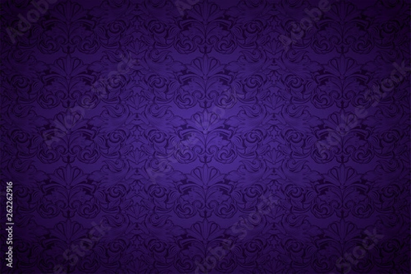 Fototapeta ultra violet, amethystine vintage background, royal with classic Baroque pattern, Rococo with darkened edges background, card, invitation, banner. vector illustration EPS 10