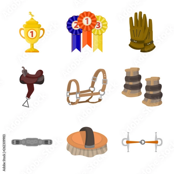 Fototapeta Vector illustration of horseback and equestrian icon. Set of horseback and horse  stock symbol for web.