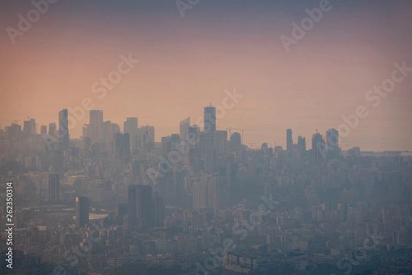 Obraz Beirut Skyline during Golden Hour from Aley, Middle East (Lebanon)