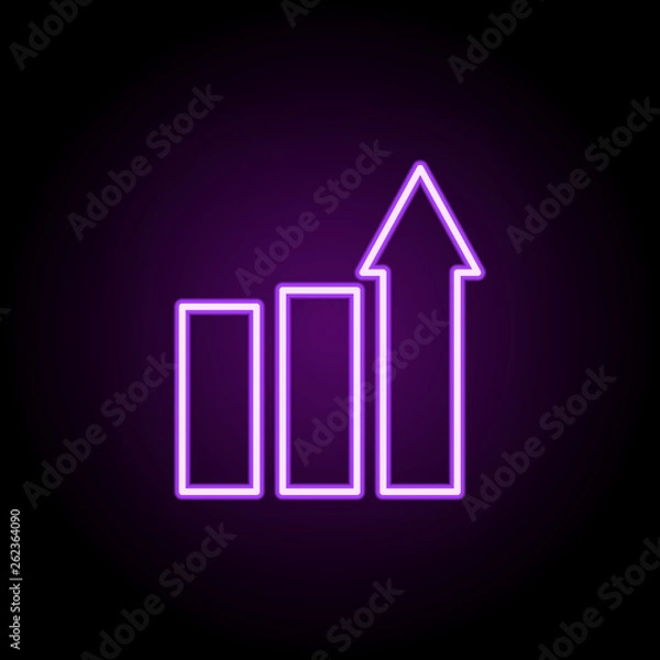 Fototapeta chart with arrow neon icon. Elements of finance and chart set. Simple icon for websites, web design, mobile app, info graphics