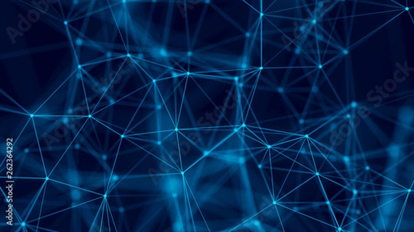 Obraz Big data visualization. Abstract background with connecting dots and lines. 3D rendering. High resolution.