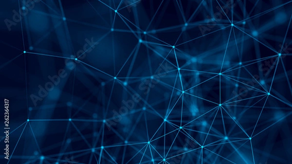 Obraz Big data visualization. Abstract background with connecting dots and lines. 3D rendering. High resolution.