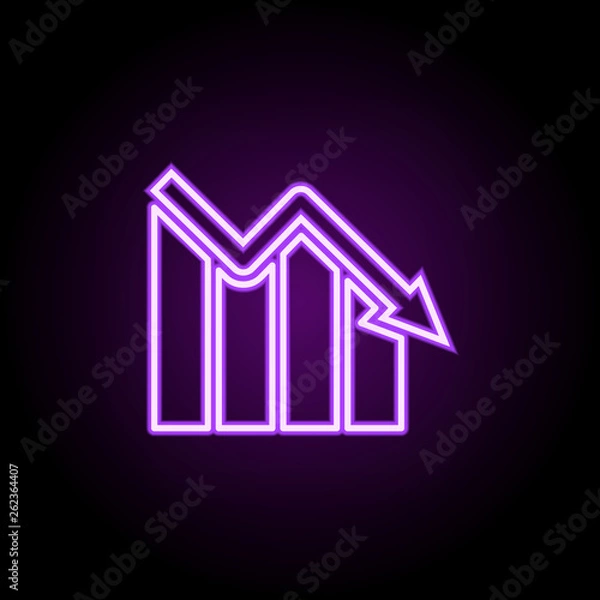 Fototapeta down chart neon icon. Elements of finance and chart set. Simple icon for websites, web design, mobile app, info graphics