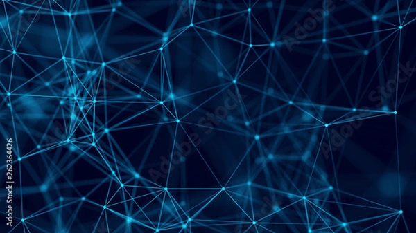 Obraz Big data visualization. Abstract background with connecting dots and lines. 3D rendering. High resolution.