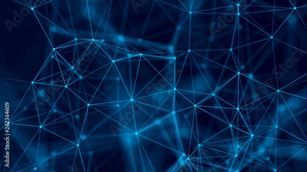 Obraz Big data visualization. Abstract background with connecting dots and lines. 3D rendering. High resolution.
