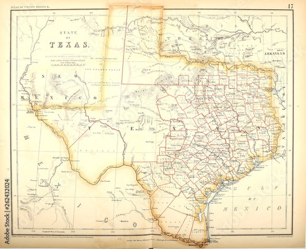 Obraz Stary stan w USA. Mapa