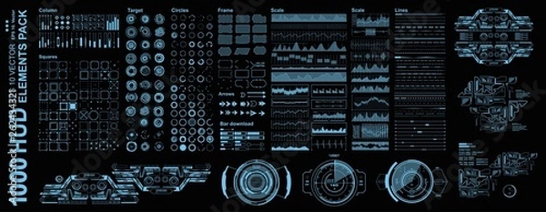 Fototapeta Futuristic virtual graphic touch user interface, Mega pack set Futuristic Hud elements
