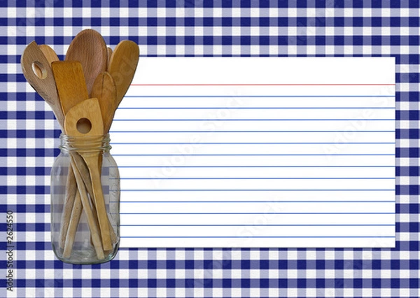 Obraz navy gingham recipe card