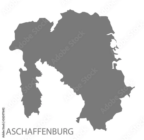 Fototapeta Aschaffenburg grey county map of Bavaria Germany