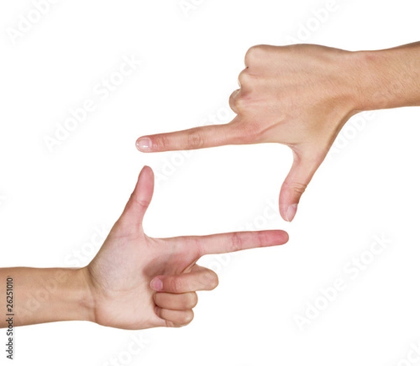 Fototapeta Frame made of hands isolated on white background
