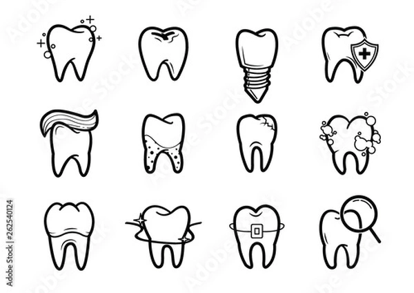 Obraz Dentistry outline icons set.