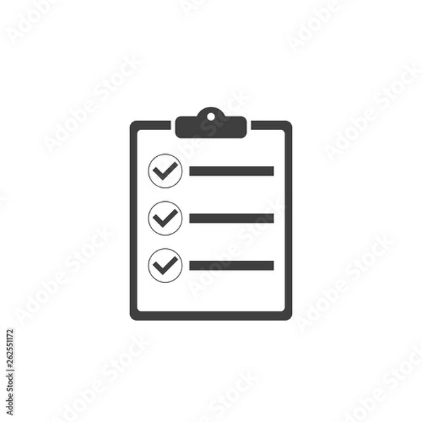Obraz Vector checklist clipboard vector icon, simple flat.