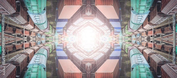 Obraz Abstract railroad texture, intersect railroad trains.  Technology background, kaleidoscope