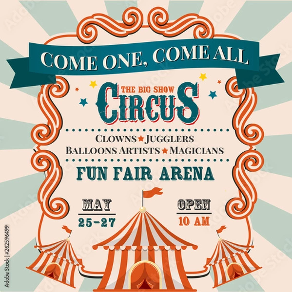 Fototapeta Circus invitation. Carnival invite.