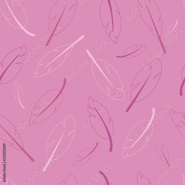 Fototapeta Vector Pink Falling Feathers Pattern. Great for invitations, packaging design and wallpaper projects