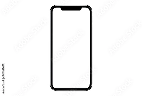 Fototapeta Smartphone similar to iphone xs max with blank white screen for Infographic Global Business Marketing Plan , mockup model similar to iPhonex isolated Background of ai digital investment economy.