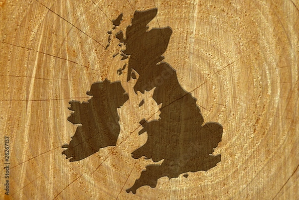 Obraz UK map on wood texture