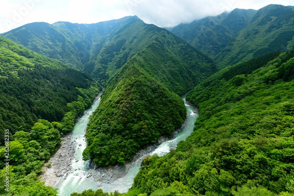 Obraz 新緑のひの字渓谷