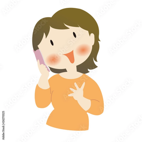 Obraz 携帯電話でおしゃべりする女性