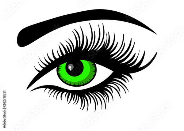 Obraz Beautiful green woman eye. Vector