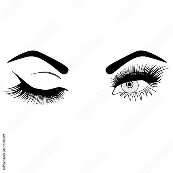 Obraz Female eyes isolated on white background, cartoon style vector illustration