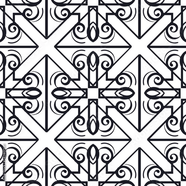 Obraz Vector modern tiles pattern. Abstract art deco seamless monochrome background