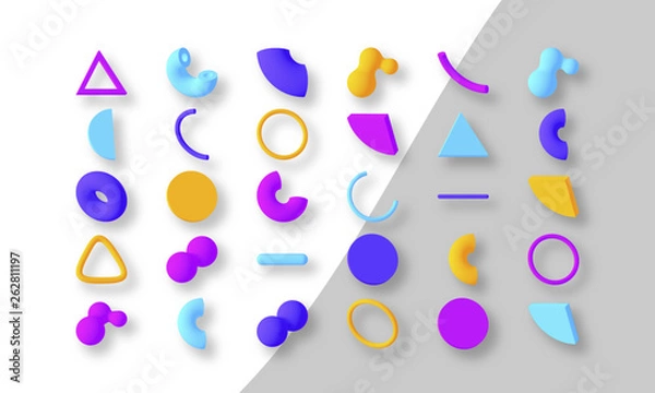 Obraz Set of colorful abstract geometric shapes. Isolated elements for design. Vector