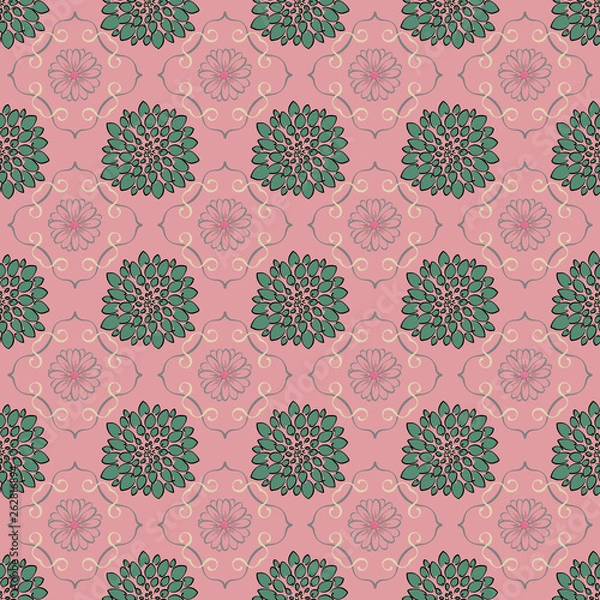 Obraz flower seamless pattern vector background wallpaper pink green